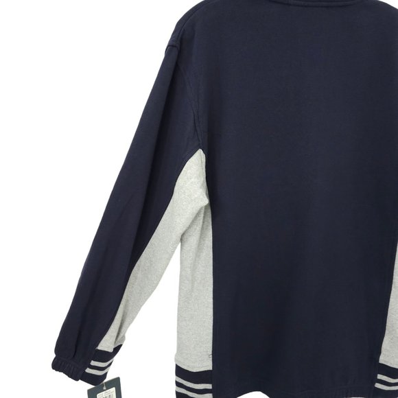 Izod Jeans Quarter Zip Pullover Sweatshirt Top Boys 14/16 Navy Blue Gray NEW - Picture 15 of 16